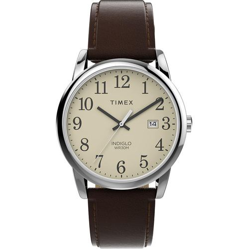 Reloj Timex Tw2v687009j Men's Easy Reader Color de la correa Marrón Color del bisel Latón Función B Color del fondo Blanco