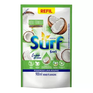 Lava-roupas Líquido Cuidado Do Coco 5 Em 1 Surf Sachê 900ml