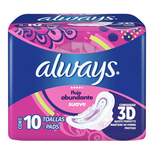 Toallas Femeninas Always Suave Día Con Alas 10 Toallas