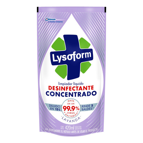 Limpiador Lysoform Desinfectante Concentrado Lavanda repuesto 420ml