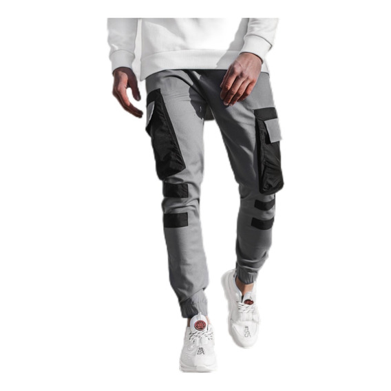 Joggers Pantalon Ajustado Elasticado Cargo De Varon