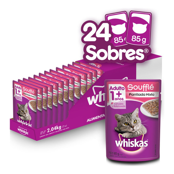 Alimento Para Gato Whiskas Soufflé Parrillada Mixta X24