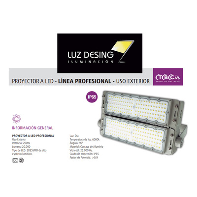 Reflector Led Alta Potencia Profesional 200w Sbn200-md Tbcin