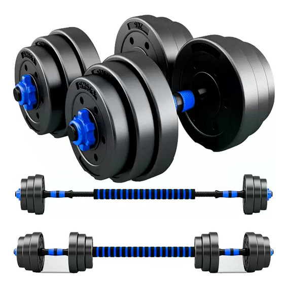 Set 2 Mancuernas + Barra 3en1 + 20kg Disco Pesa Pvc - El Rey