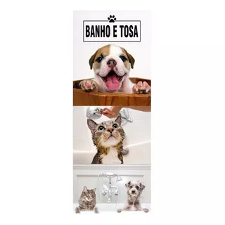 Adesivo Decorativo De Porta Pet Shop Banho E Tosa Mod. 95