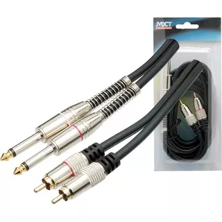 Cabo Audio Auxiliar 2 Rca X 2 P10 Mono Blindado Profissional