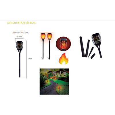 Estaca Led Solar Jardin Tipo Antorcha Llama Deco Tbcin