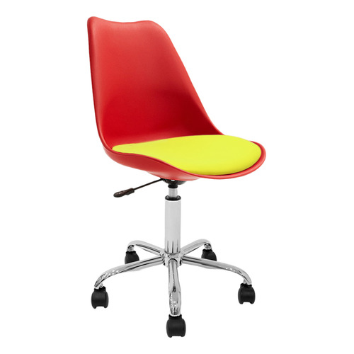 Silla Oficina Escritorio Pc Tulip Newmo Color Rojo Asiento Amarillo