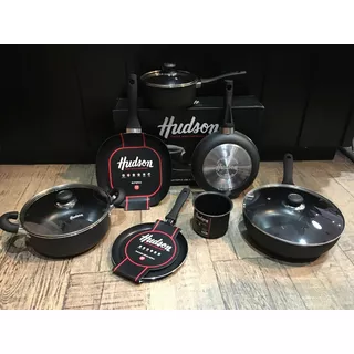 Set De Olla Sartén Panquequera Bifera Wok Hudson Teflon