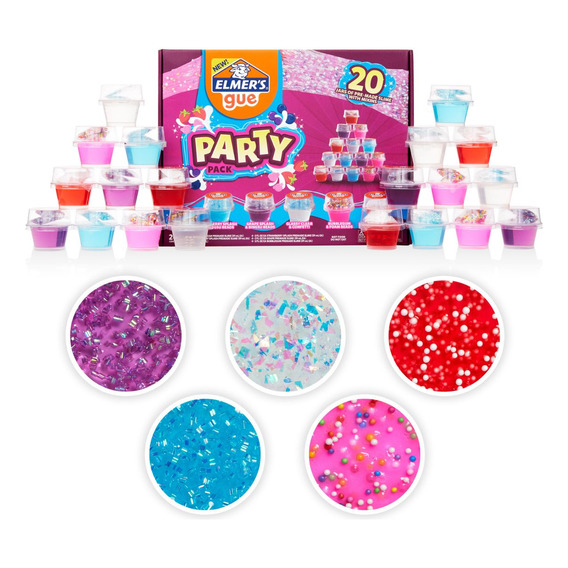 Kit Party Pack Elmers Con 20 Mini Slimes Surtidos