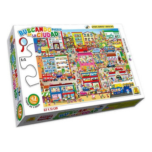 Puzzle Buscando En La Ciudad - Incluye Lupa - Implas