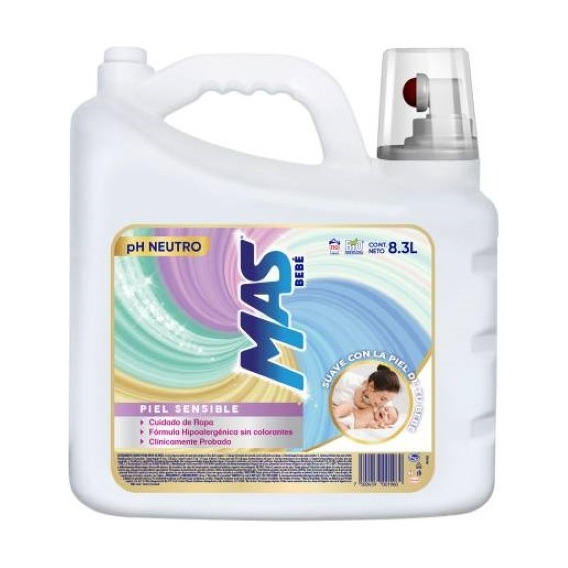 Detergente Liquido Mas Bebe Piel Sensible Ph Neutro 8.3 L