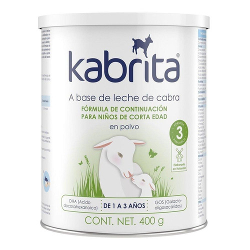 Leche de fórmula en polvo sin TACC Ausnutria BV Kabrita Fórmula de Continuación para Niños de Corta Edad en lata de 1 de 400g - 12 meses a 3 años