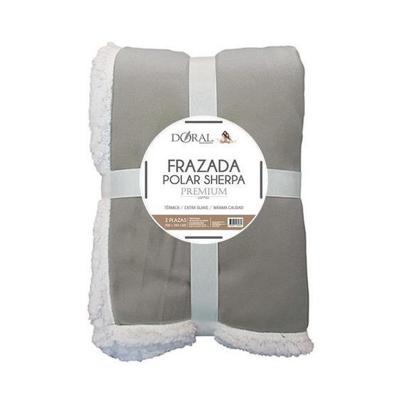 Frazada Polar Sherpa Premium 1,5 Plazas Doral Color Gris