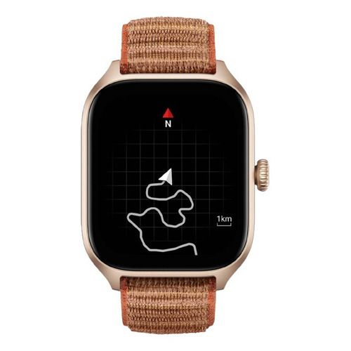 Smartwatch Amazfit Fashion GTS 4 1.75" caja  black, malla  autumn brown de  nailon A2168