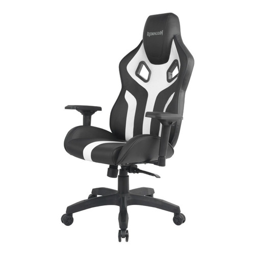 Silla de escritorio Redragon C502 Capricornus gamer ergonómica  negra y blanca con tapizado de cuero sintético