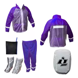 Combo Traje Impermeable 4 Piezas Dama + Protector De Maleta 