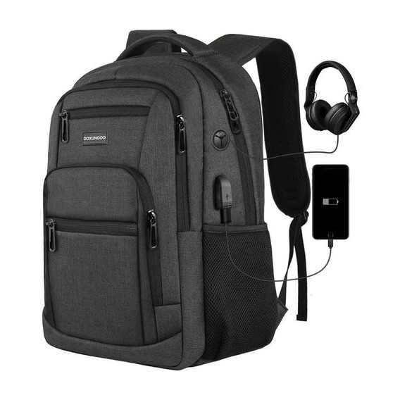  Mochila De Viaje De Negocios Antirrobo Para Portátil Con Puerto De Carga Usb, Resistente Al Agua Para Portátil De 15.6 Pulgadas Y Portátil Color Negro Diseño De La Tela Liso