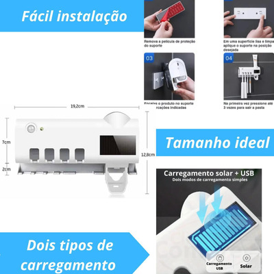 Esterilizador Uv Escovas E Dispenser Creme Dental Entrega