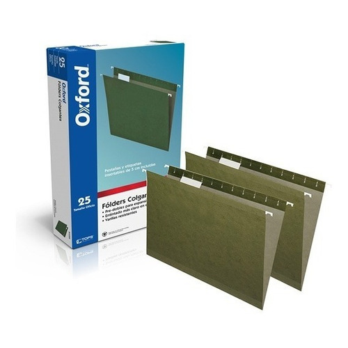 Folder De Papel Oficio Pendaflex Colgante Verde 1 Pq C/25pz