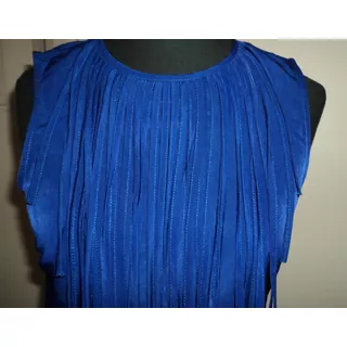 Precioso Vestido Zara Azul Talle S Con Flecos