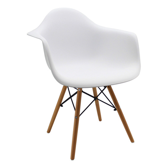 Silla Charles Eames Madera - Negra - Con Brazos Color de la estructura de la silla Blanco