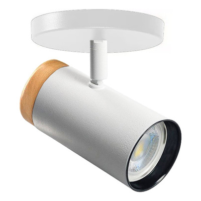 Aplique 1 Luz Blanco Con Madera Apto Led Cabezal 3002 Movil 