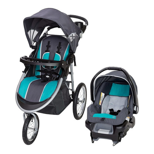 Coche de 3 ruedas Baby Trend Pathway 35 Jogger travel system optic teal con chasis color gris