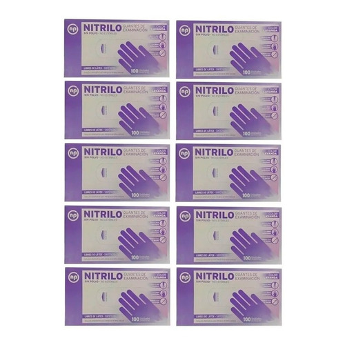 Guantes descartables antideslizantes NP color lavanda talle L de nitrilo en pack de 10 x 100 unidades