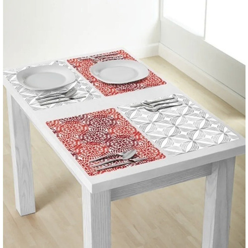 Manteles  Individuales Elegant Para Mesa, Doble Vista 4 Pzas Color Rojo