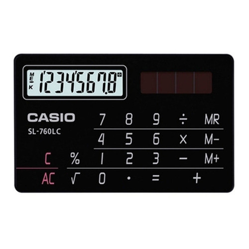 Calculadora Tarjeta Casio Sl-760lc Oficial 2 Años Color Negro