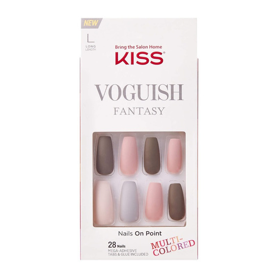 Kit Uñas Postizas Kiss Voguish Fantasy Chillout Multicolor