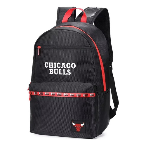 Mochila Escolar Urbana Deportiva Nba Resistente Reforzada Color Negro Chicago Bulls 22083 Diseño De La Tela Liso