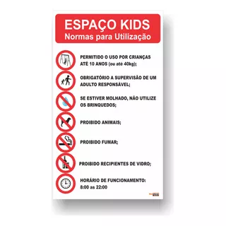 Placa Regras Para Playground Condominio 60x35cm Pvc Hr 2un