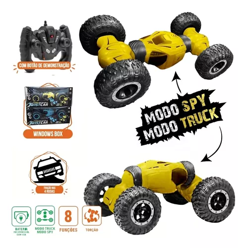 Carrinho Controle Remoto 4x4 Monster Truck Twistcar Gira Rc em Promoção na  Americanas