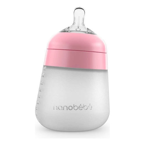 Nanobébé Biberón De Silicona Anti-cólicos 270ml/9oz 0m+ 1pz Color Rosa