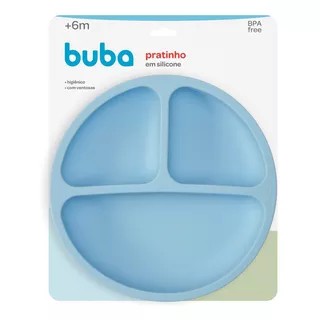 Prato De Silicone Redondo Com Divisórias E Ventosa Buba +6m