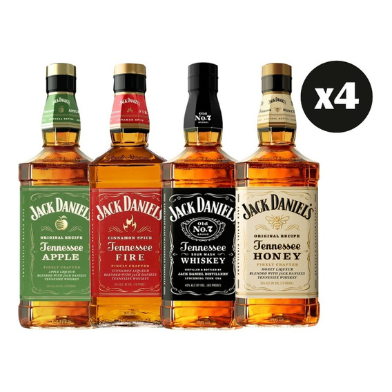 Pack 4x Whisky Jack Daniels Variedades 750cc Whiskey Bourbon