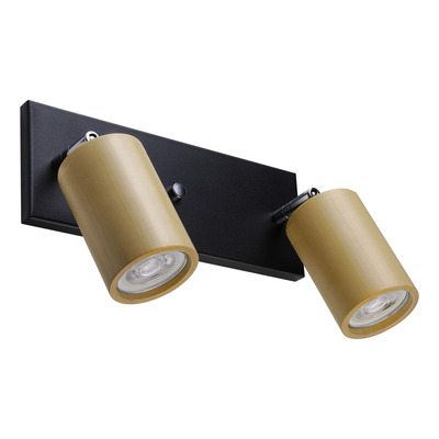 Aplique 2 Luces Bois Madera Apto Led Gu10 Cabezal Movil