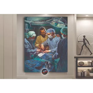 Cuadro Cristo Doctores Cirugía Medicina Canvas Grueso 90x115