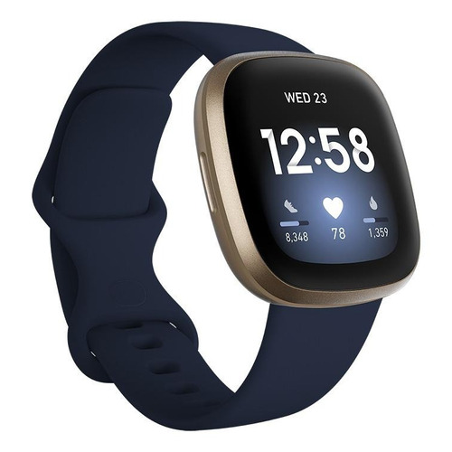 Smartwatch Fitbit Versa 3 1.58" caja de  aluminio anodizado  soft gold aluminum, malla  midnight de  elastómero y aluminio anodizado FB511