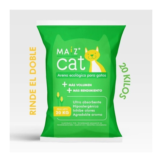 Maíz Cat X20kg - Arena Ecológica Para Gatos - Inhibe Olores x 20kg de peso neto