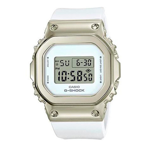 Reloj Casio G-shock Gm-s5600g-7dr Mujer Color De La Correa Blanco Color Del Bisel Beige Color Del Fondo Blanco