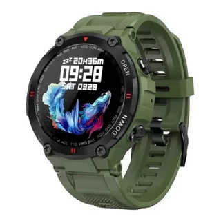 Smartwatch Lemfo K22 1.28  Caja  Verde Y Negra, Malla  Verde De  Silicona