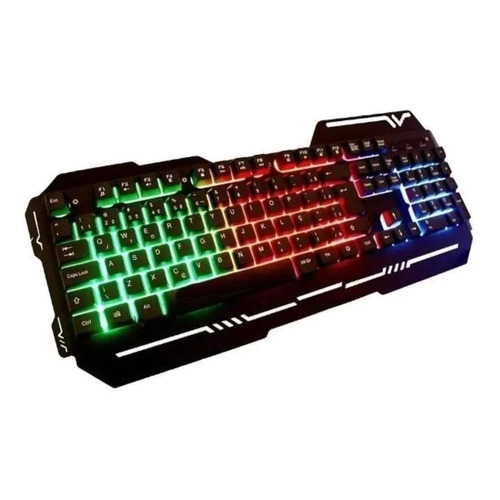 Teclado gamer Weibo WB-539 QWERTY español España color negro con luz 3 colores