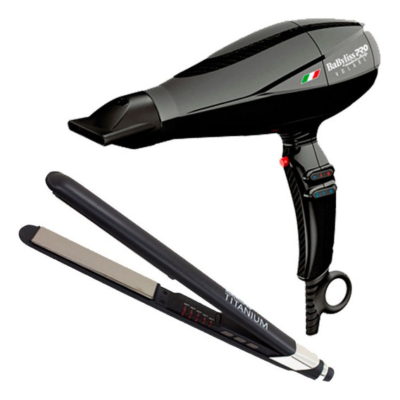 Combo Secadora Y Alaciadora Para Cabello Babyliss Pro Negro 