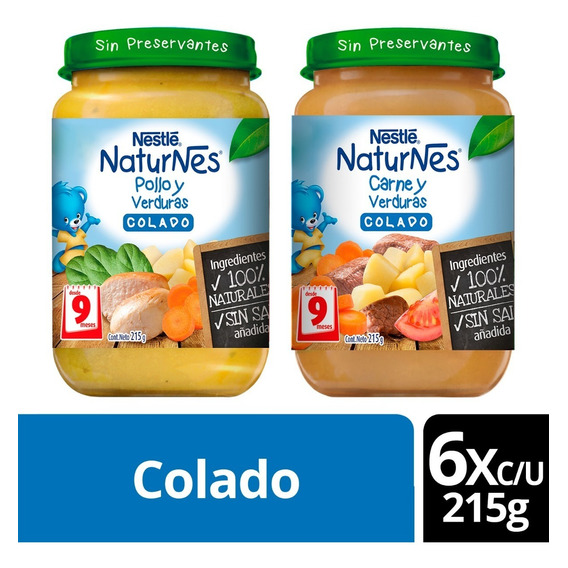 Colado Nestlé® Naturnes® Pollo Y Carne Frasco 215g X12