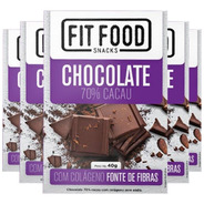 Kit Com 5 Chocolate 70% Cacau Com Colágeno Fit Food