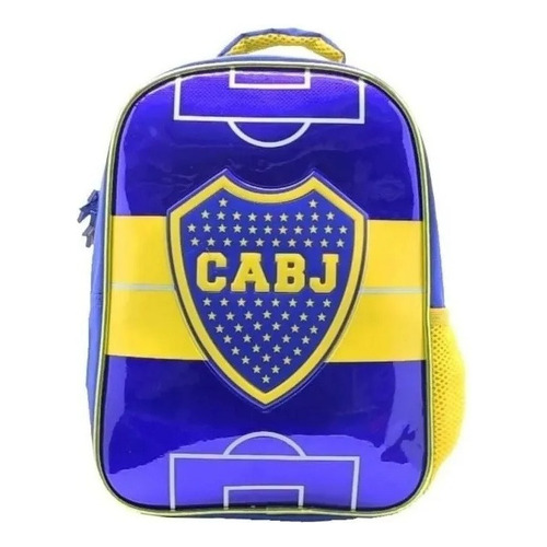 Mochila Escolar Espalda 12 Boca Jr Bo123 Niños Color Azul Diseño de la tela Liso