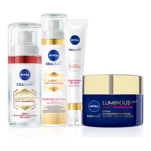 Combo Nivea Celullar Luminous Antiedad Rutina Completa